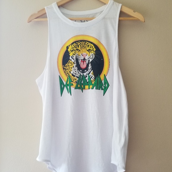 Chaser Tops - Def Leppard Sleeveless Muscle Tee Short Top Large